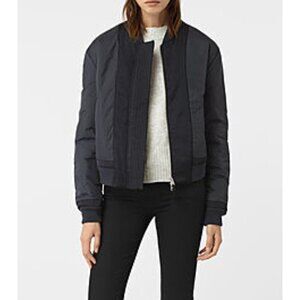 AllSaints Dixe Bomber Jacket Size S Womens Ink Blue $415